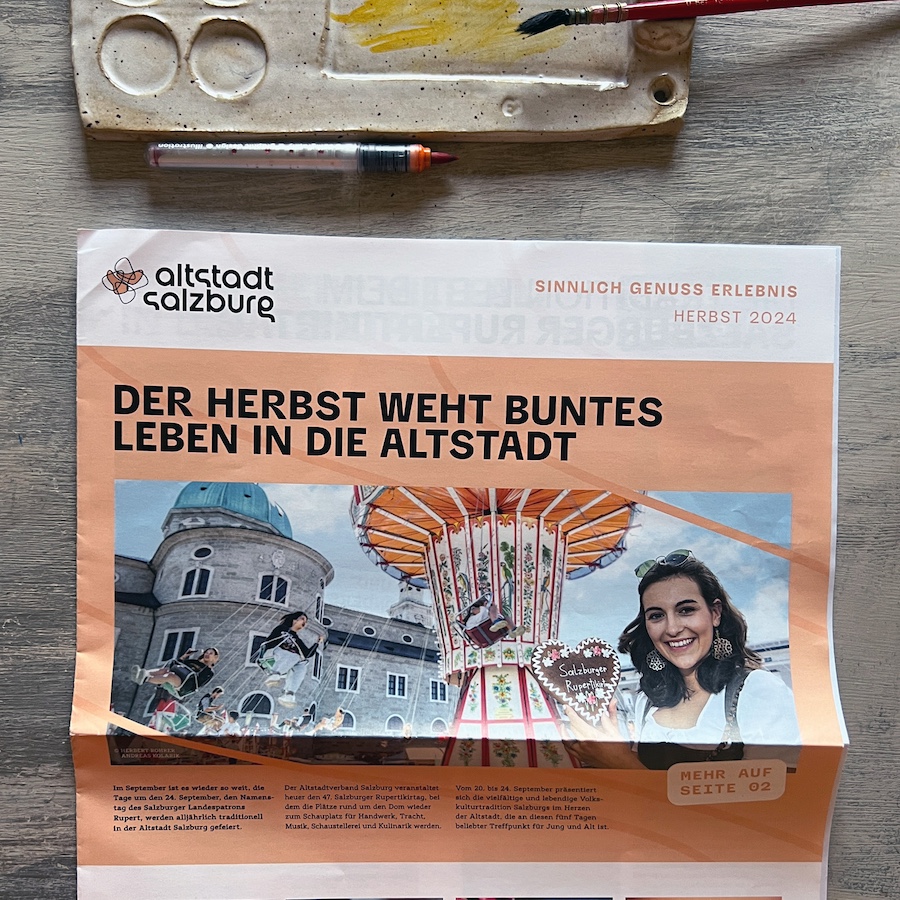 Altstadt Salzburg Magazin mit Zeichenbuch von Barbara Baumann