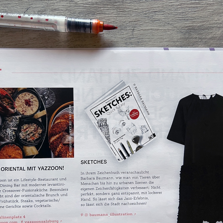 Altstadt Salzburg Magazin mit Zeichenbuch von Barbara Baumann