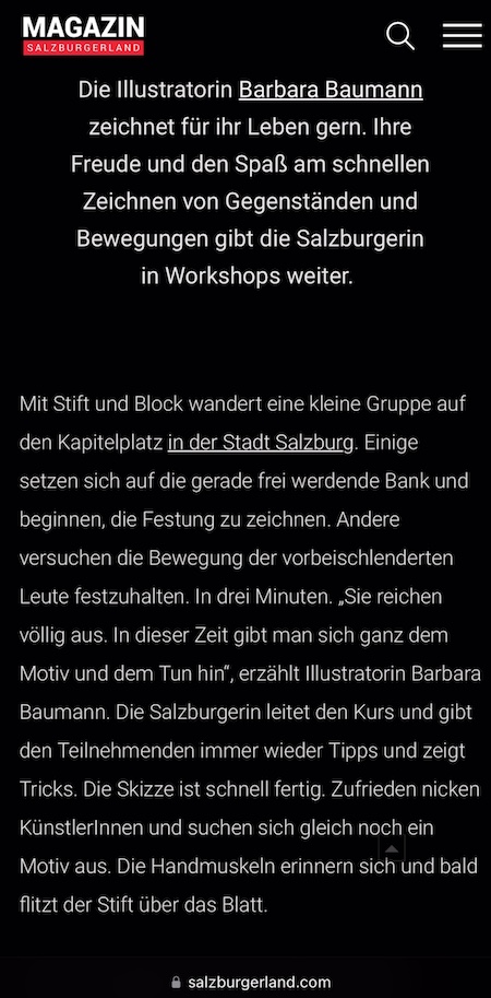 Salzburger Land Magazin Artikel von Christine Fröschl über Barbara Baumann