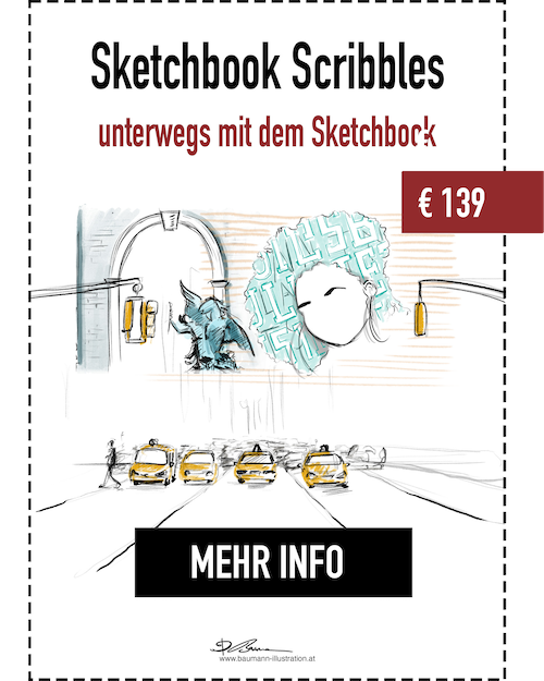 Sketchbook unterwegs Zeichenkurs Online mit lebenslangem Zugang von Barbara Baumann