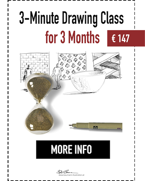 3-Minute Drawing Class online lifetime Access by Barbara Baumann