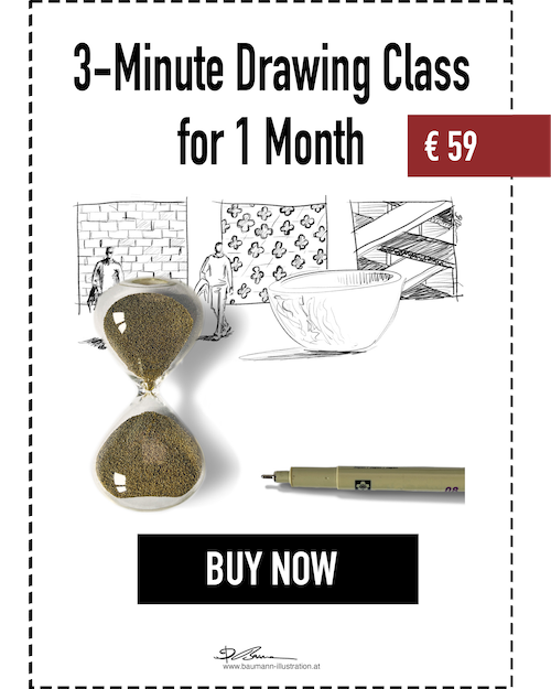 3-Minute Drawing Class online lifetime Access by Barbara Baumann