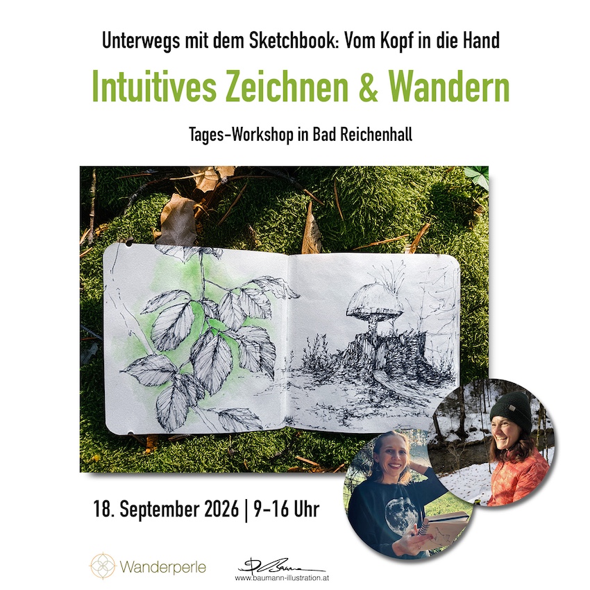 Zeichen und Wander Workshop in Bad Reichenhall mit Christine Eschlberger und Barbara Baumann